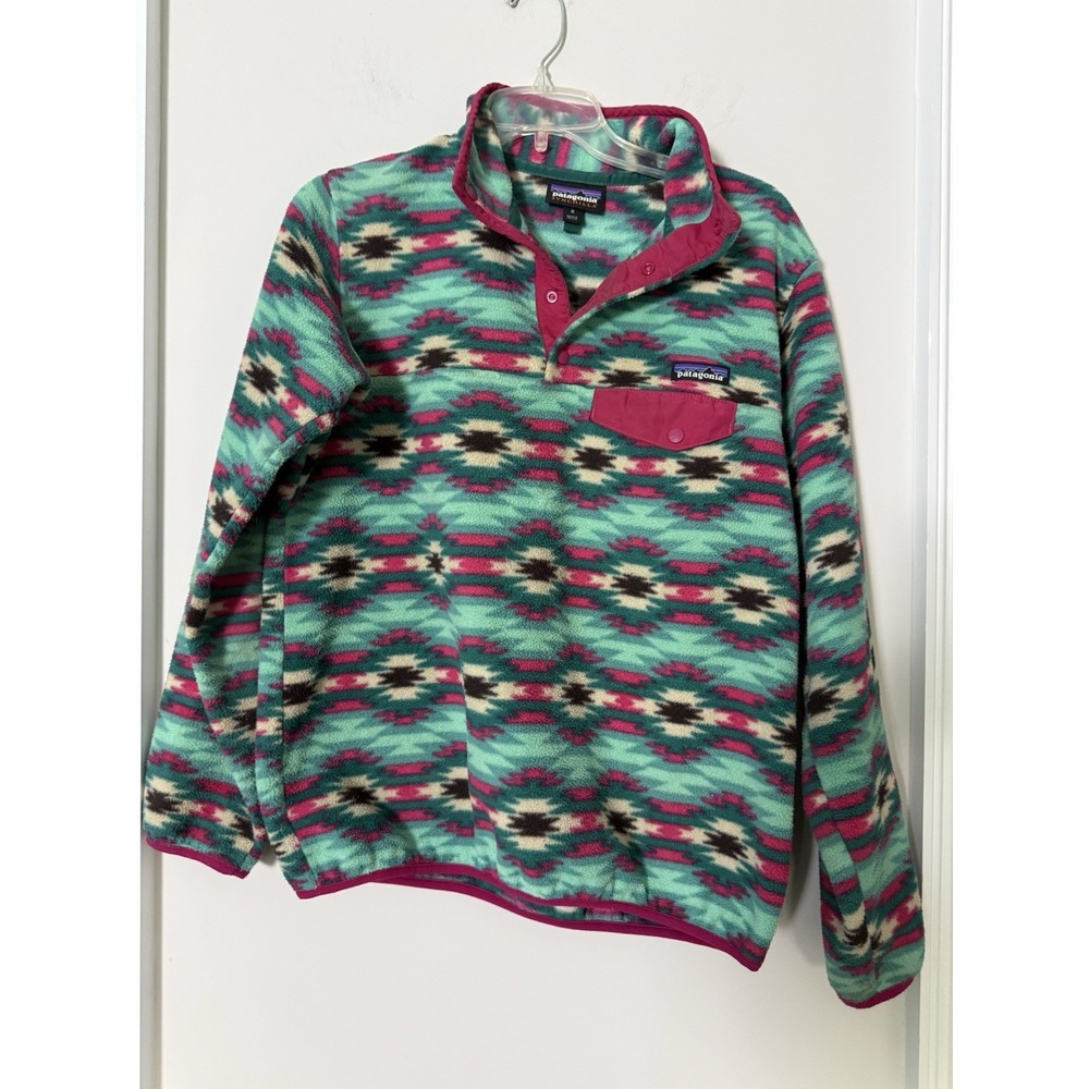 Women's Patagonia Synchilla Fleece Snap Pullover Wild Desert Aztec Print Sz M